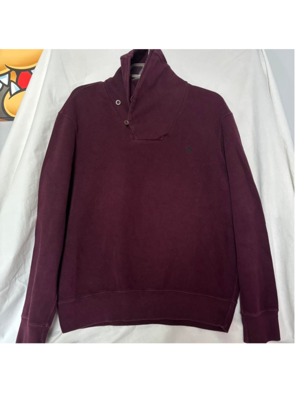 Vintage Ralph Lauren men’s burgundy quarter button sweatshirt Size L #preppy #p